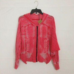 Hello Nite! Zip Up Jacket Small Vintage Flag Red Dolman burn out light weight S